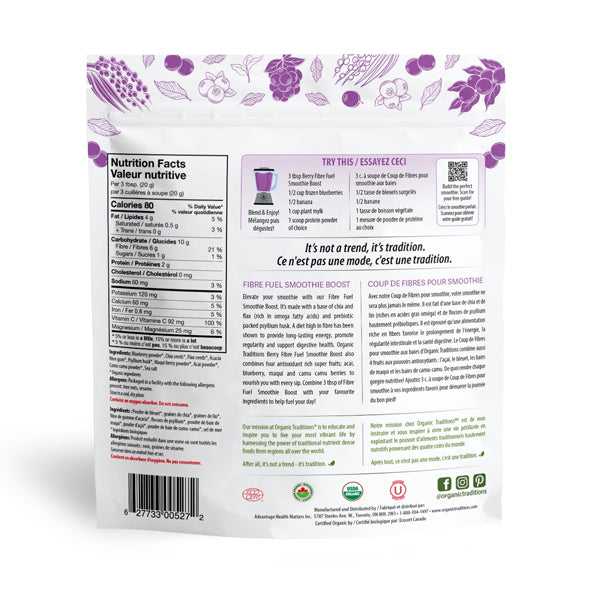 Organic Traditions Berry Fibre Fuel Smoothie Boost 300g