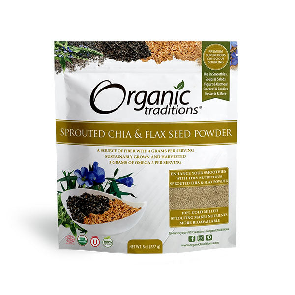 Organic Traditions Sprouted Chia & Flax seed powder 227g