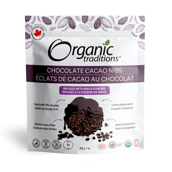 Organic Traditions Chocolate Cacao Nibs with Maca 200g