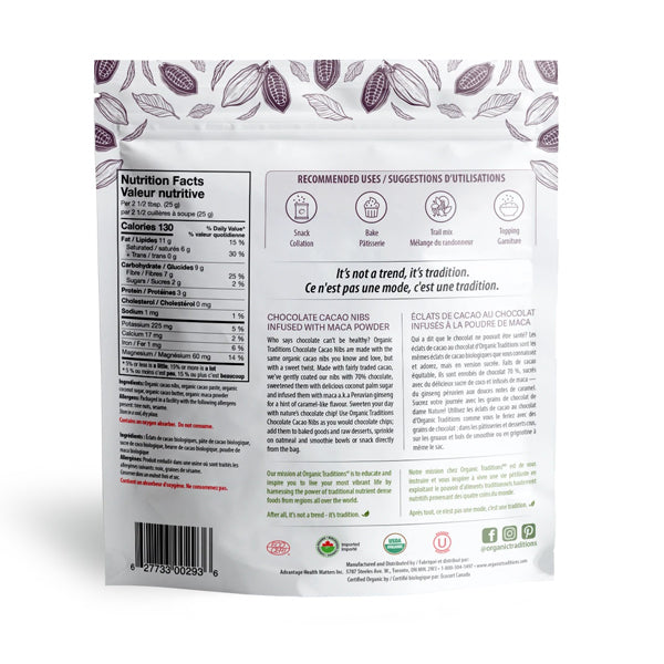 Organic Traditions Chocolate Cacao Nibs with Maca 200g