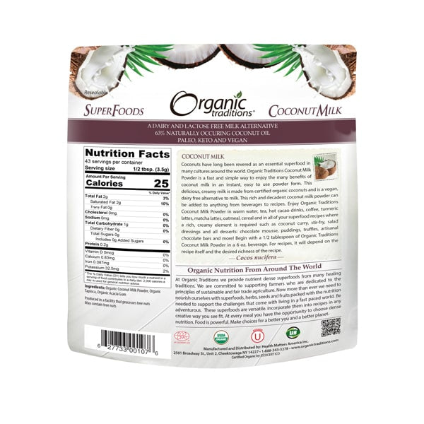 Organic Traditions Coconut Milk Powder 150g