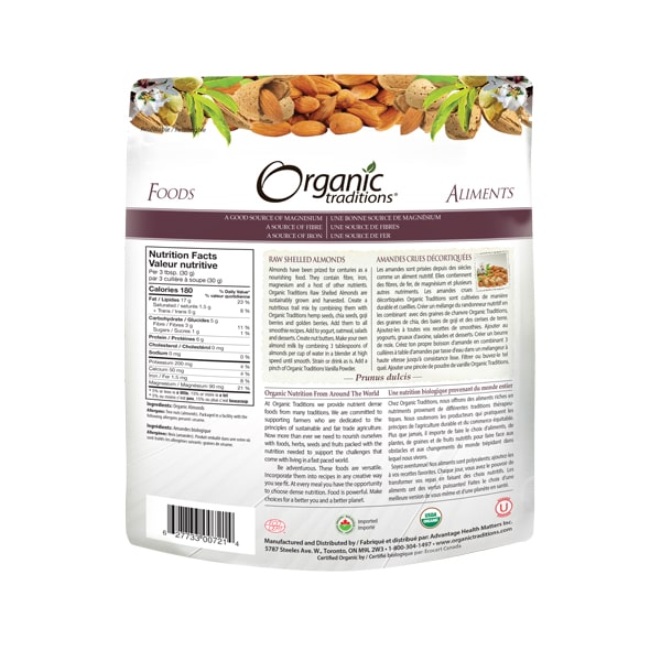 Organic Traditions Raw Shelled Almonds 454g